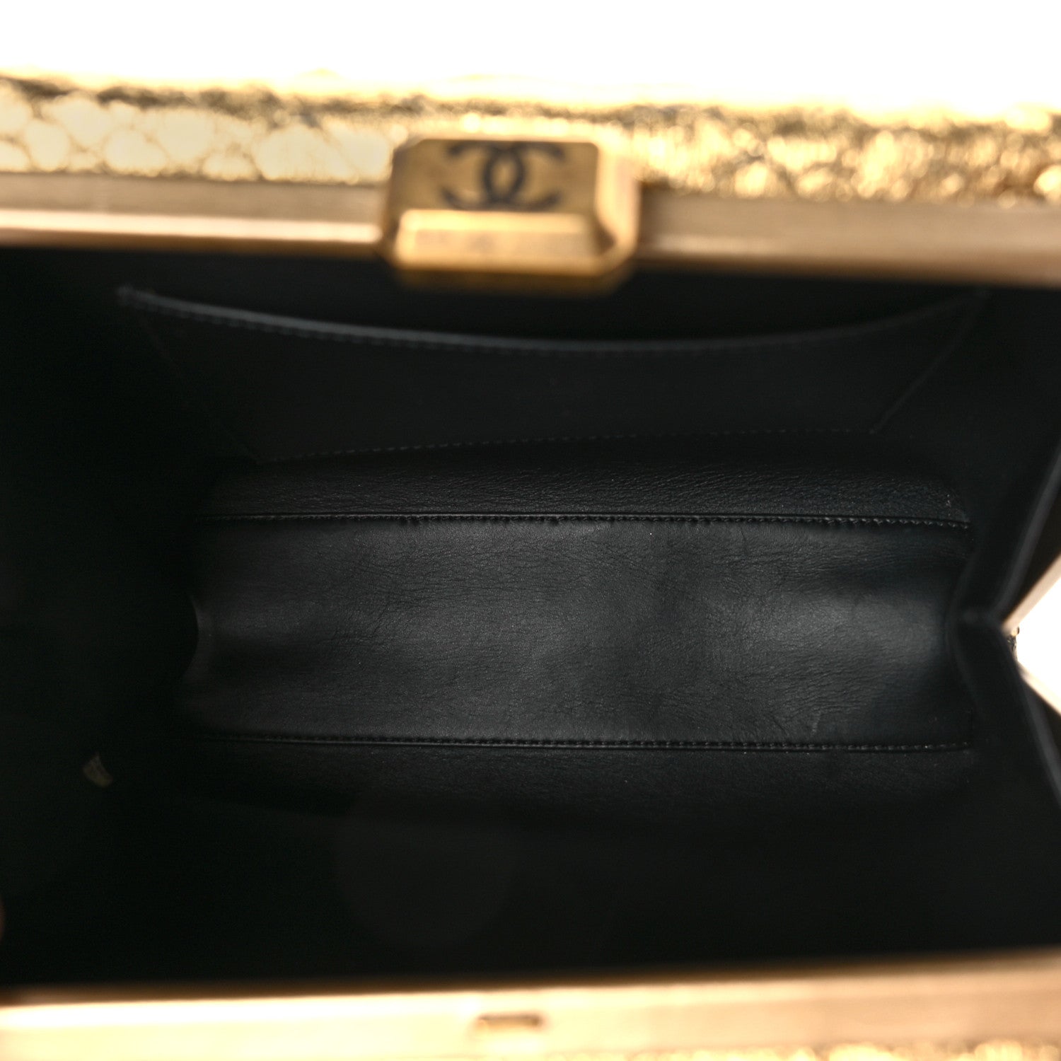 Chanel Metallic Snakeskin Kisslock Crossbody Gold 5 of 10