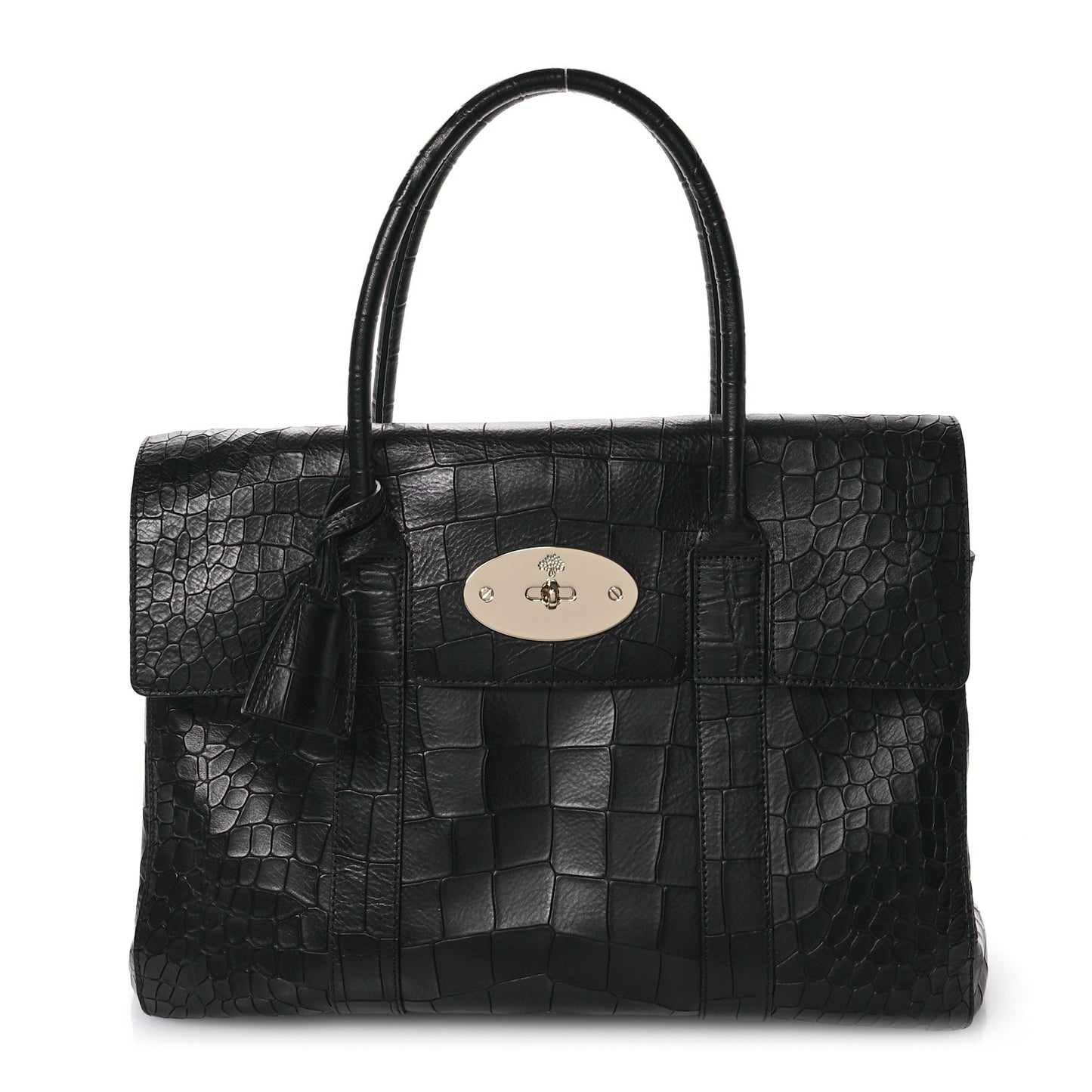 Calfskin Crocodile Embossed Bayswater Black