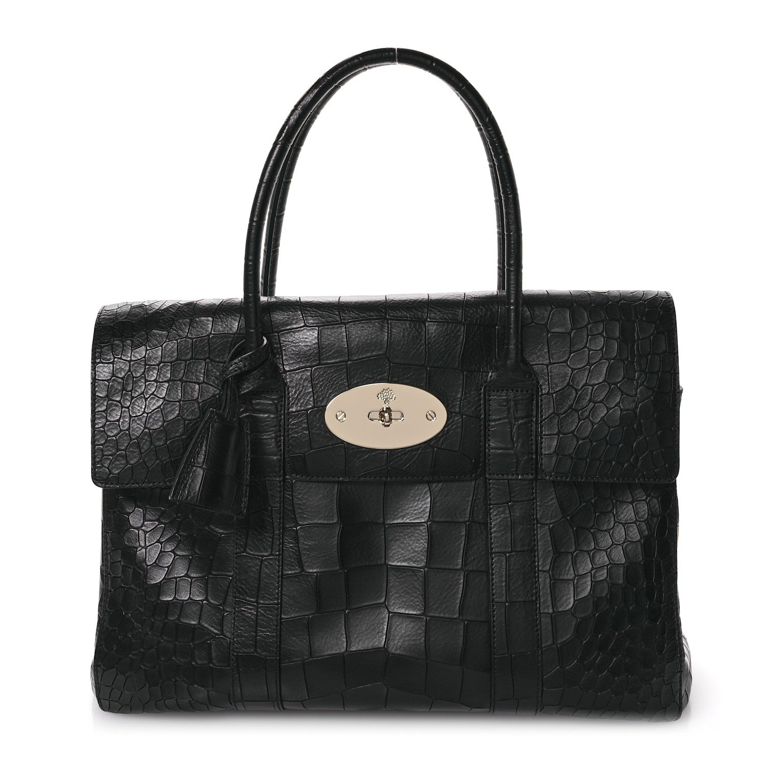 Mulberry Calfskin Crocodile Embossed Bayswater Black 1 of 11