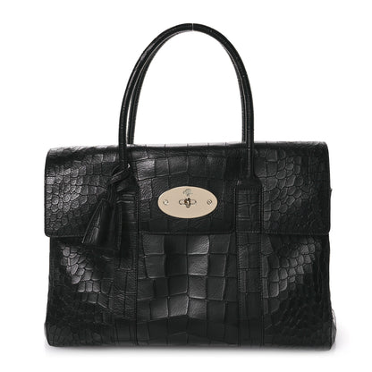 Mulberry Calfskin Crocodile Embossed Bayswater Black 1 of 11