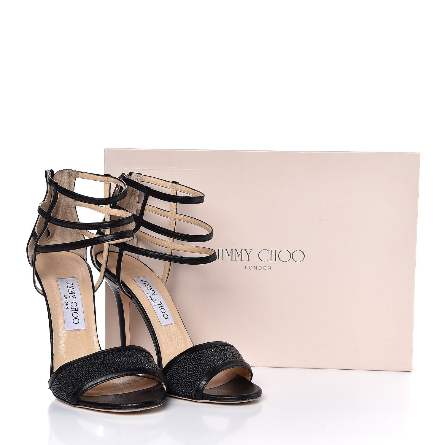Jimmy Choo Nappa Stingray Tolka Sandals 38.5 Black 10 of 10
