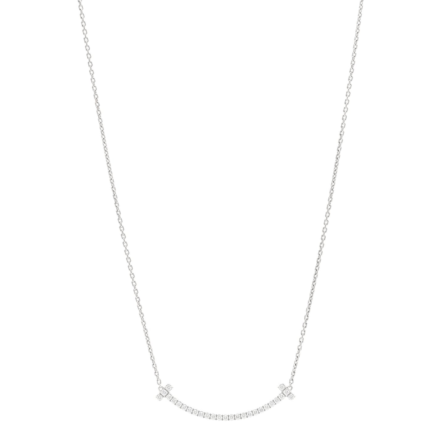 18K White Gold Diamond Medium Smile Pendant Necklace