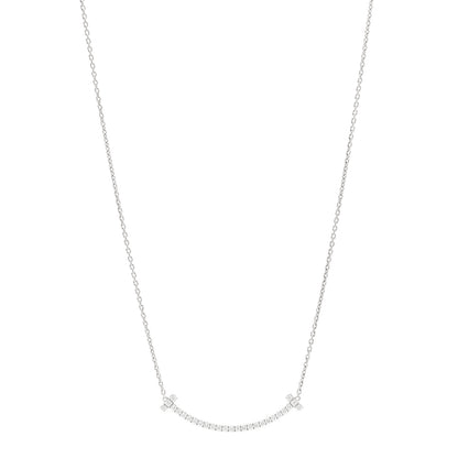 Tiffany 18K White Gold Diamond Medium Smile Pendant Necklace 1 of 5