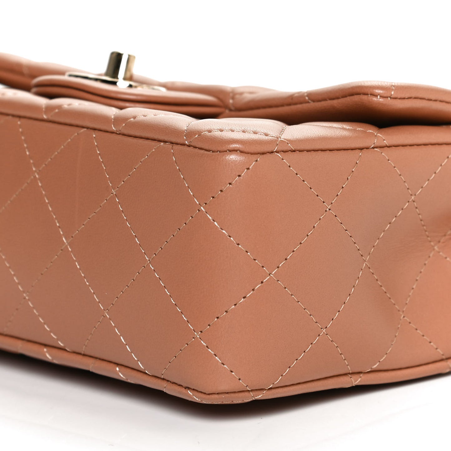 Lambskin Quilted Mini Rectangular Flap Brown