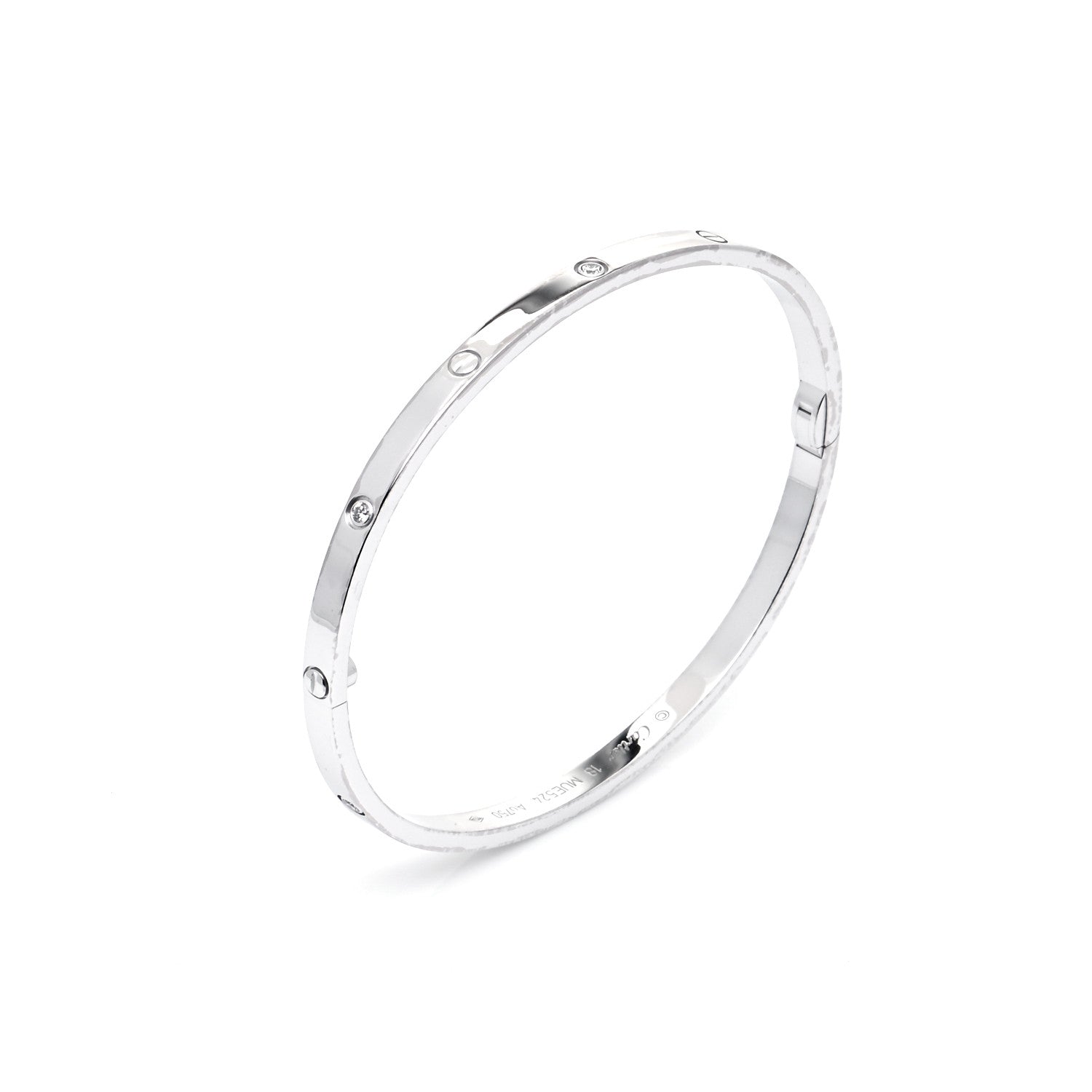 Cartier 18K White Gold 6 Diamond Small LOVE Bracelet 18 5 of 7