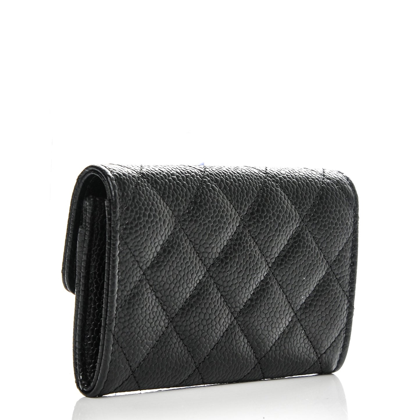 Caviar Quilted Flap Card Holder Black