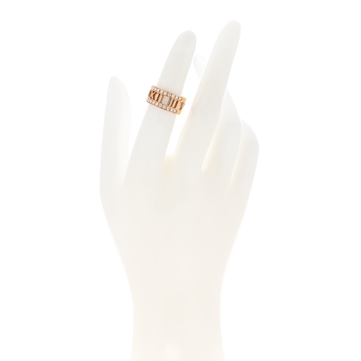 Tiffany 18K Rose Gold Diamond Wide Atlas Open Ring 49 4.75 2 of 5