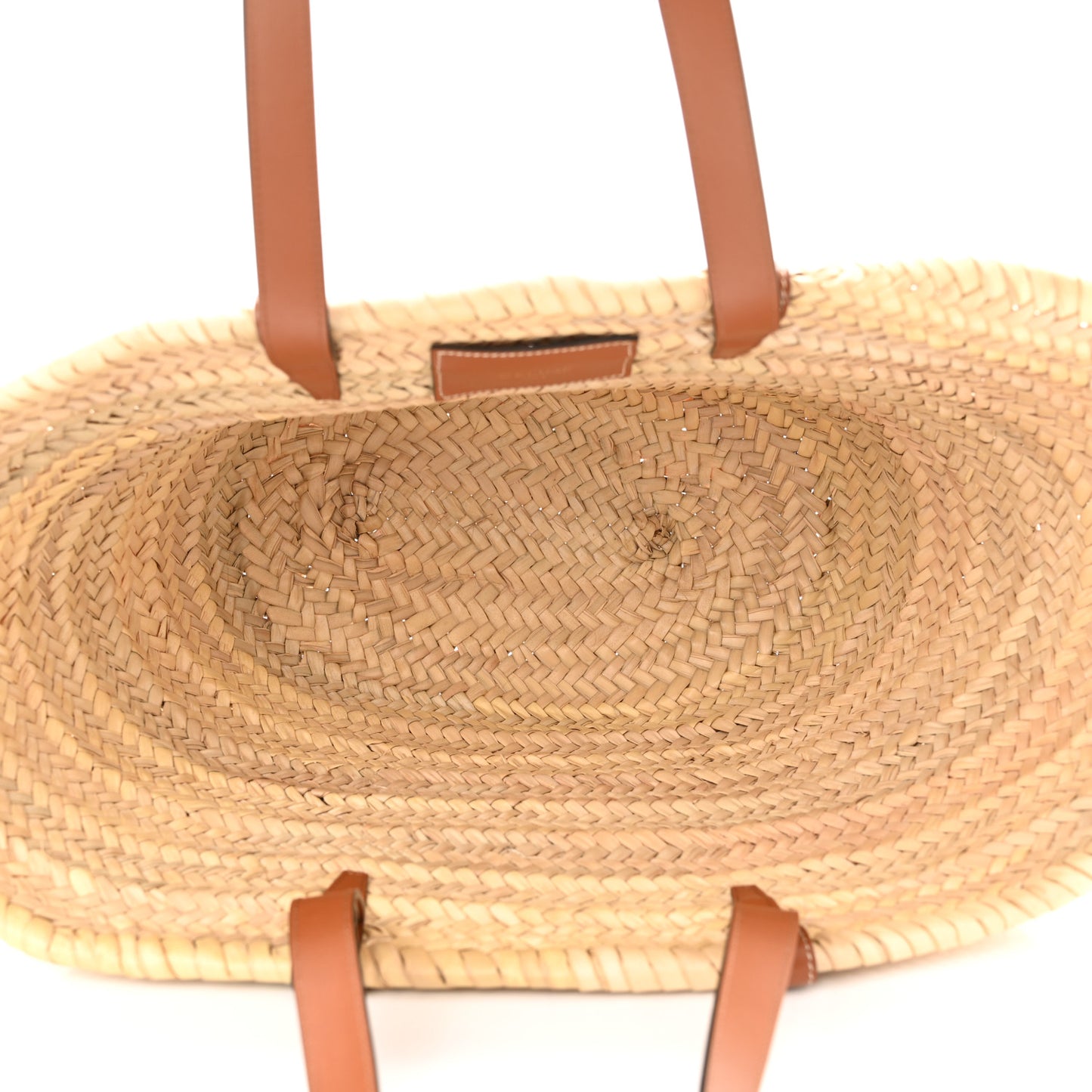 Raffia Calfskin Triomphe Medium Panier Tan