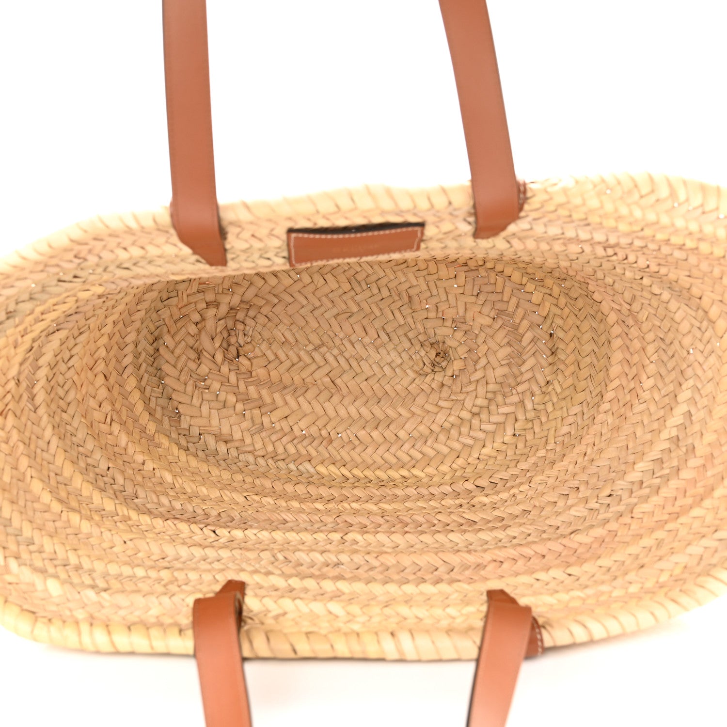 Celine Raffia Calfskin Triomphe Medium Panier Tan 5 of 9