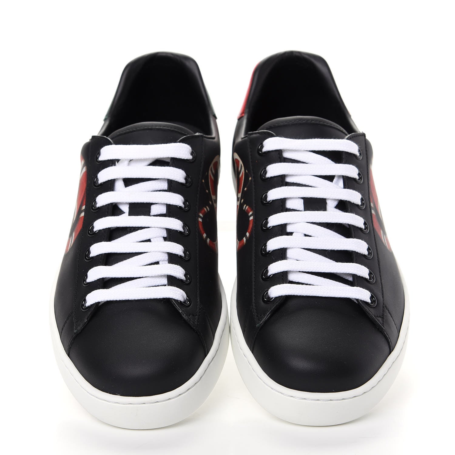 Gucci Calfskin Kingsnake Mens Ace Sneakers 7 Black Multicolor 5 of 11