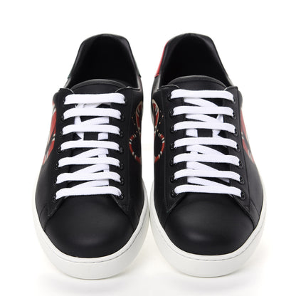 Gucci Calfskin Kingsnake Mens Ace Sneakers 7 Black Multicolor 5 of 11
