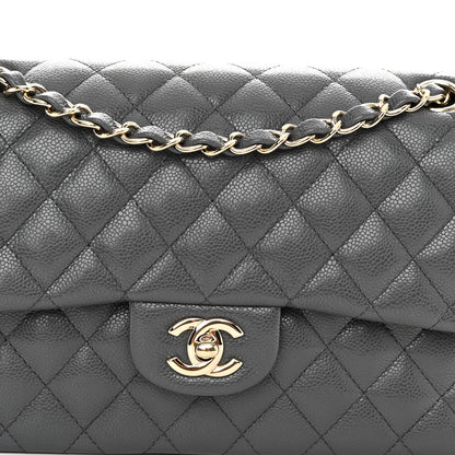 Chanel Caviar Quilted Medium Double Flap Dark Grey 8 of 10