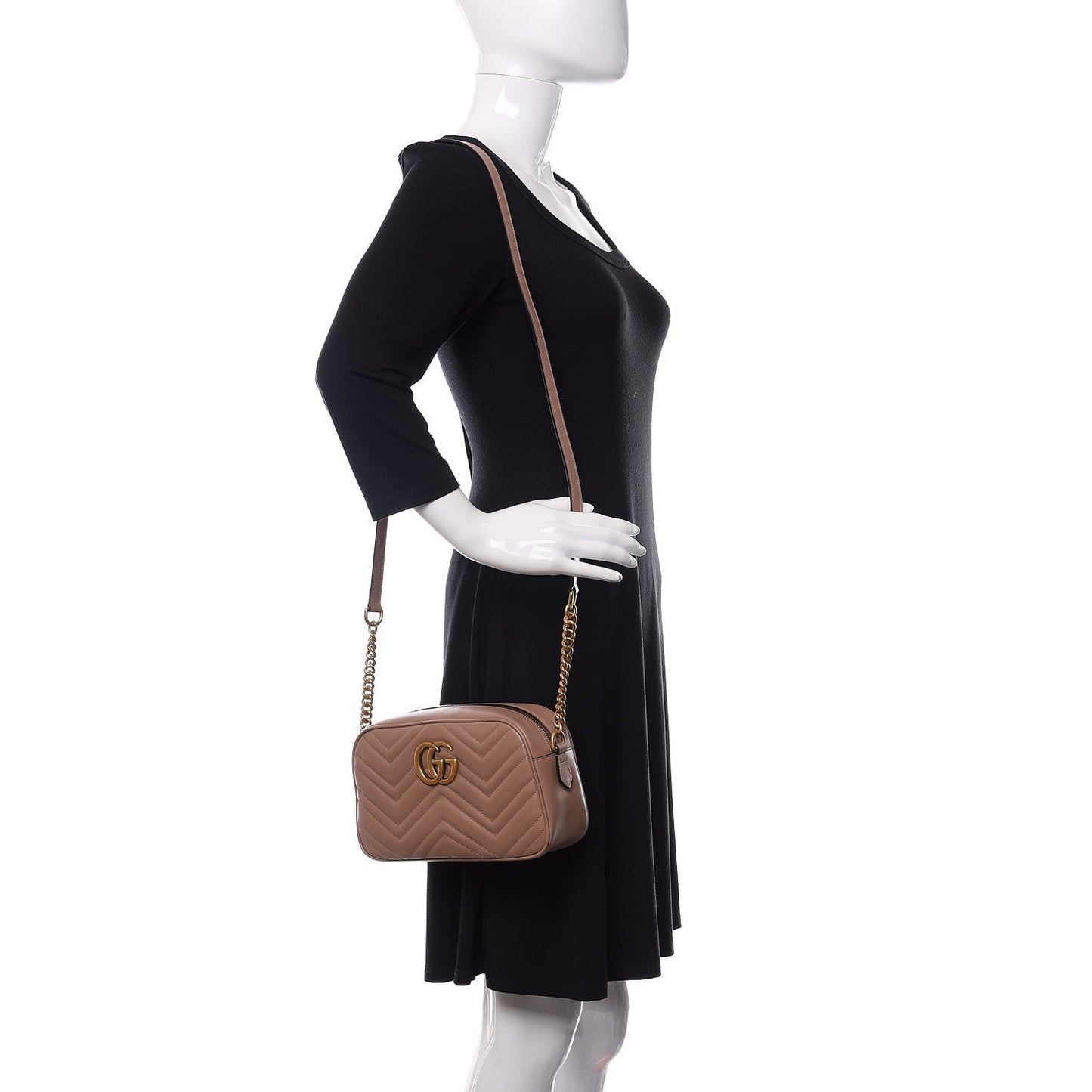 Calfskin Matelasse Small GG Marmont Chain Shoulder Bag Porcelain Rose