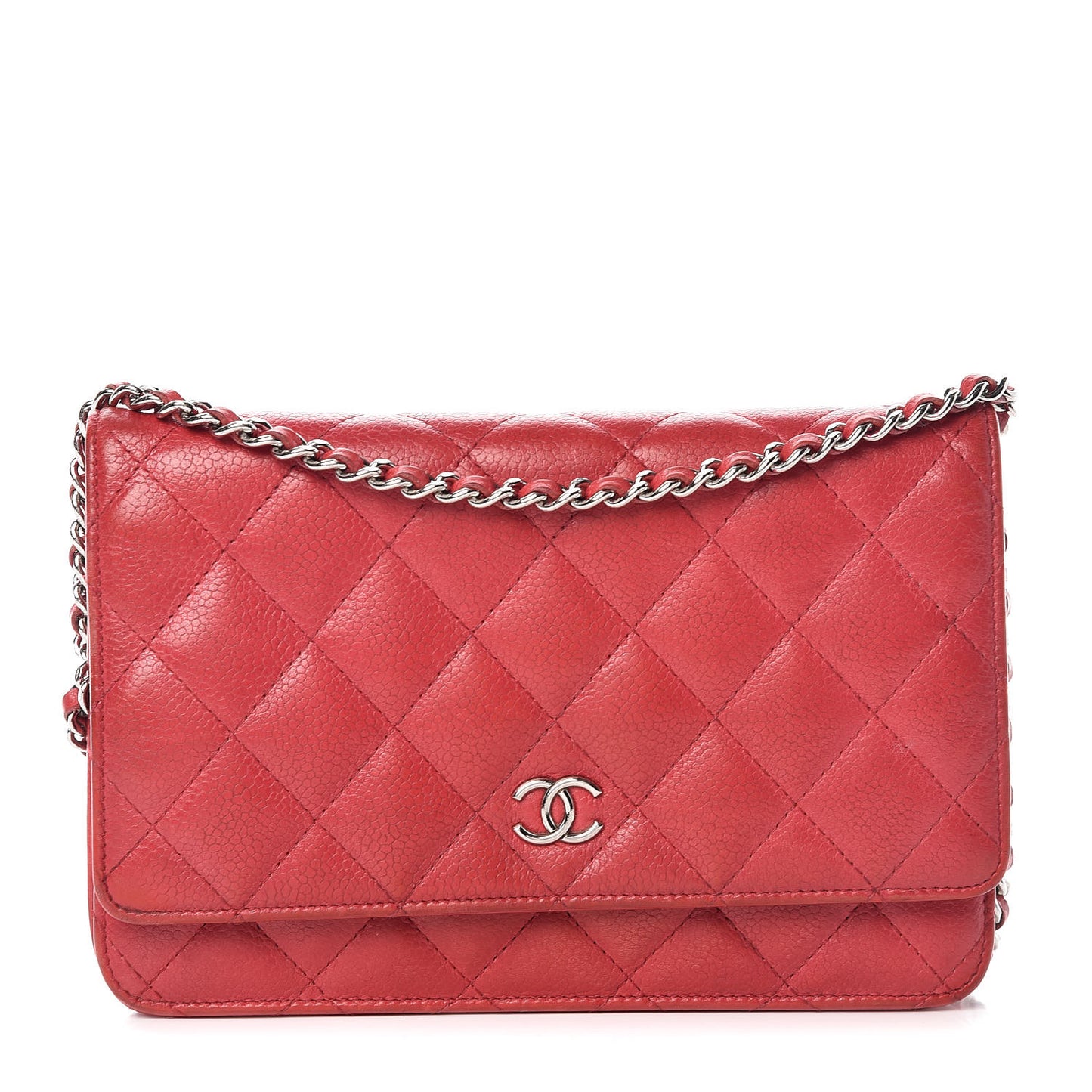 Caviar Quilted Wallet on Chain WOC Red