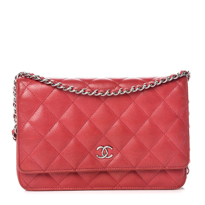 Chanel Caviar Quilted Wallet on Chain WOC Red 1 of 18