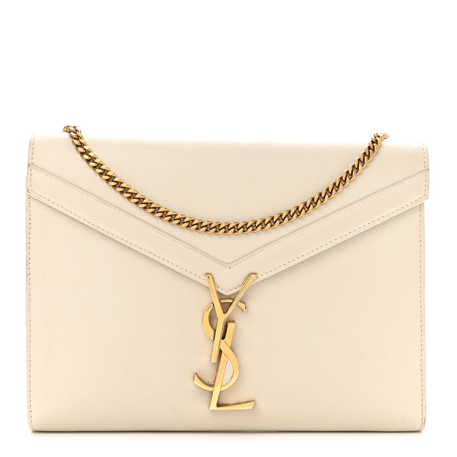 Saint Laurent Grain De Poudre Monogram Cassandra Chain Wallet Crema Soft Rouge Legion 1 of 9