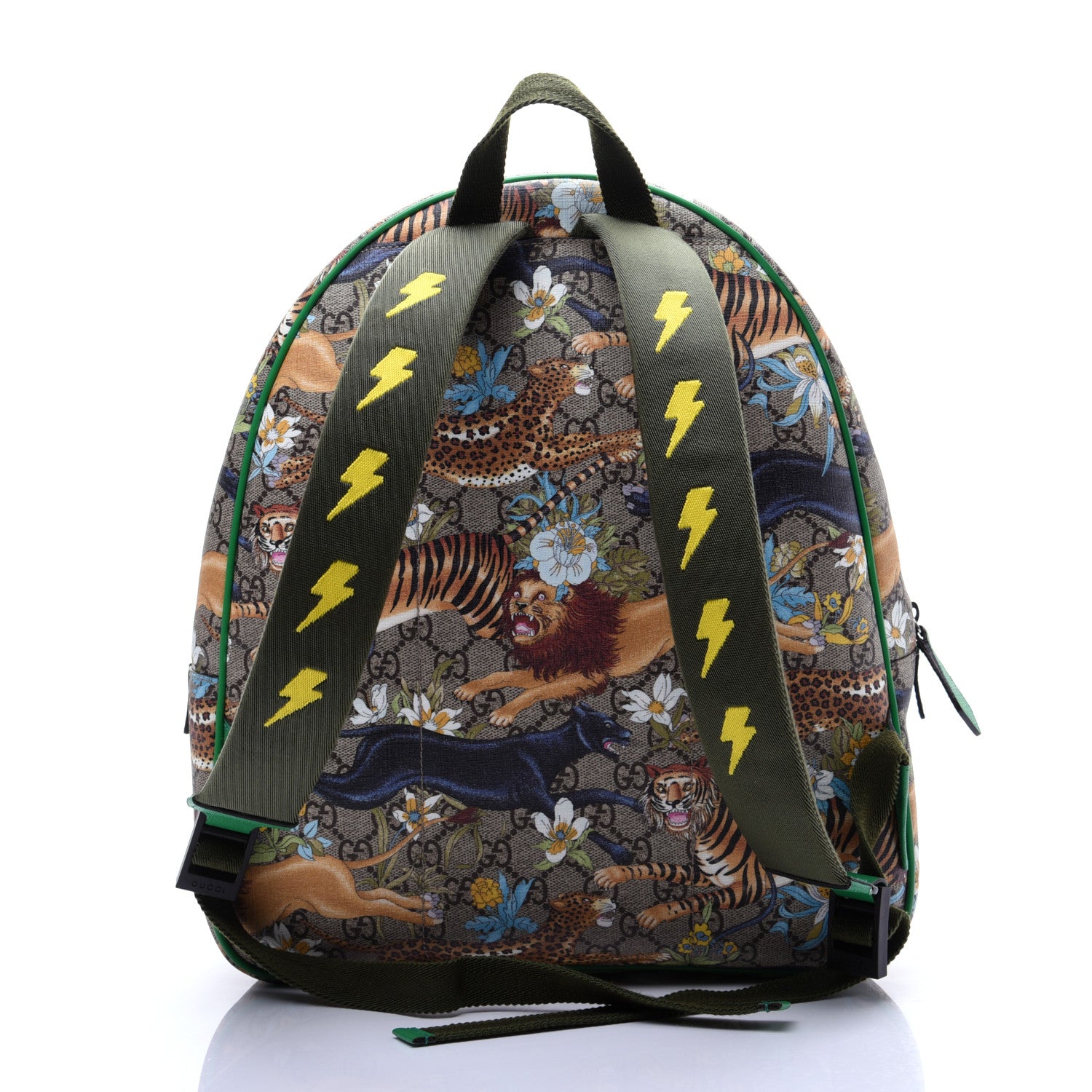 Gucci GG Supreme Monogram Feline Childrens Dome Backpack Beige Ebony Multicolor Bright Shamarock 9 of 13