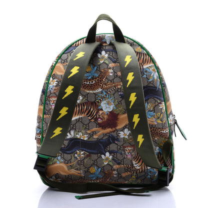 Gucci GG Supreme Monogram Feline Childrens Dome Backpack Beige Ebony Multicolor Bright Shamarock 9 of 13