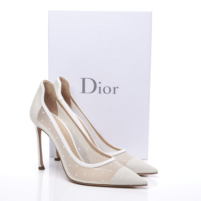 Christian Dior Mesh Plumetis Tulle D-Moi Pumps 39 White 10 of 10