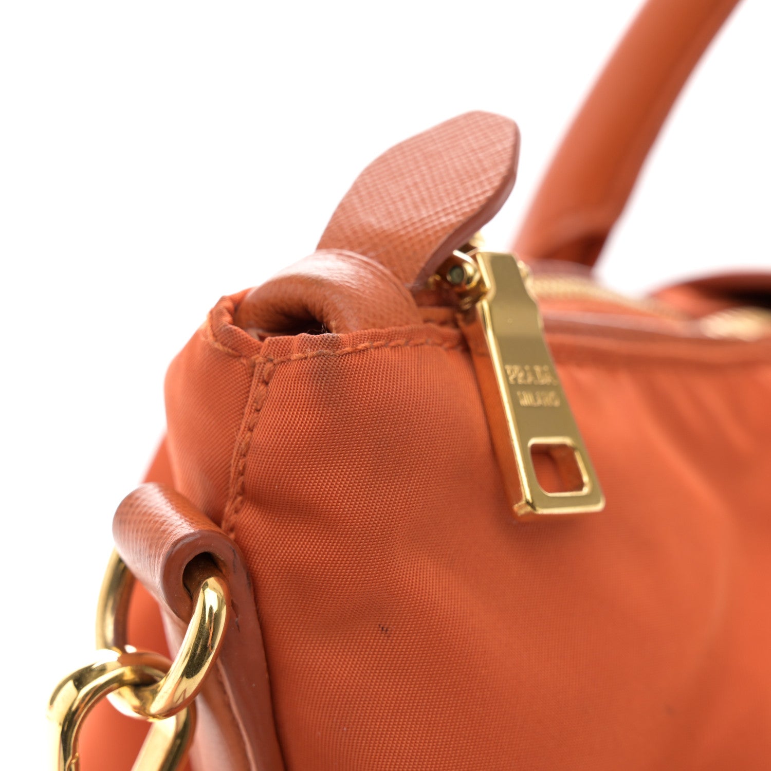 Prada Tessuto Nylon Saffiano Tote Papaya 12 of 16