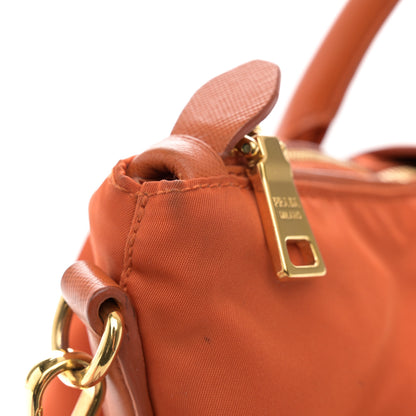 Prada Tessuto Nylon Saffiano Tote Papaya 12 of 16