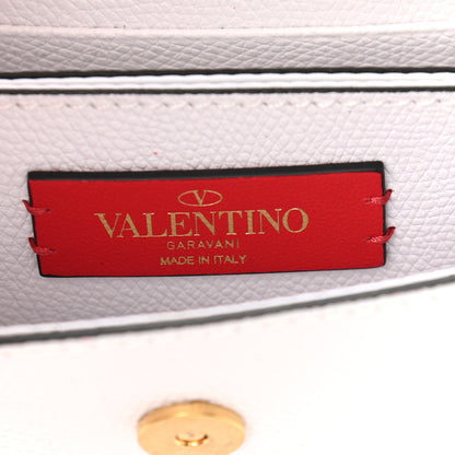 Valentino Garavani Grainy Calfskin Vlogo Compact Wallet with Chain Optic White 5 of 9