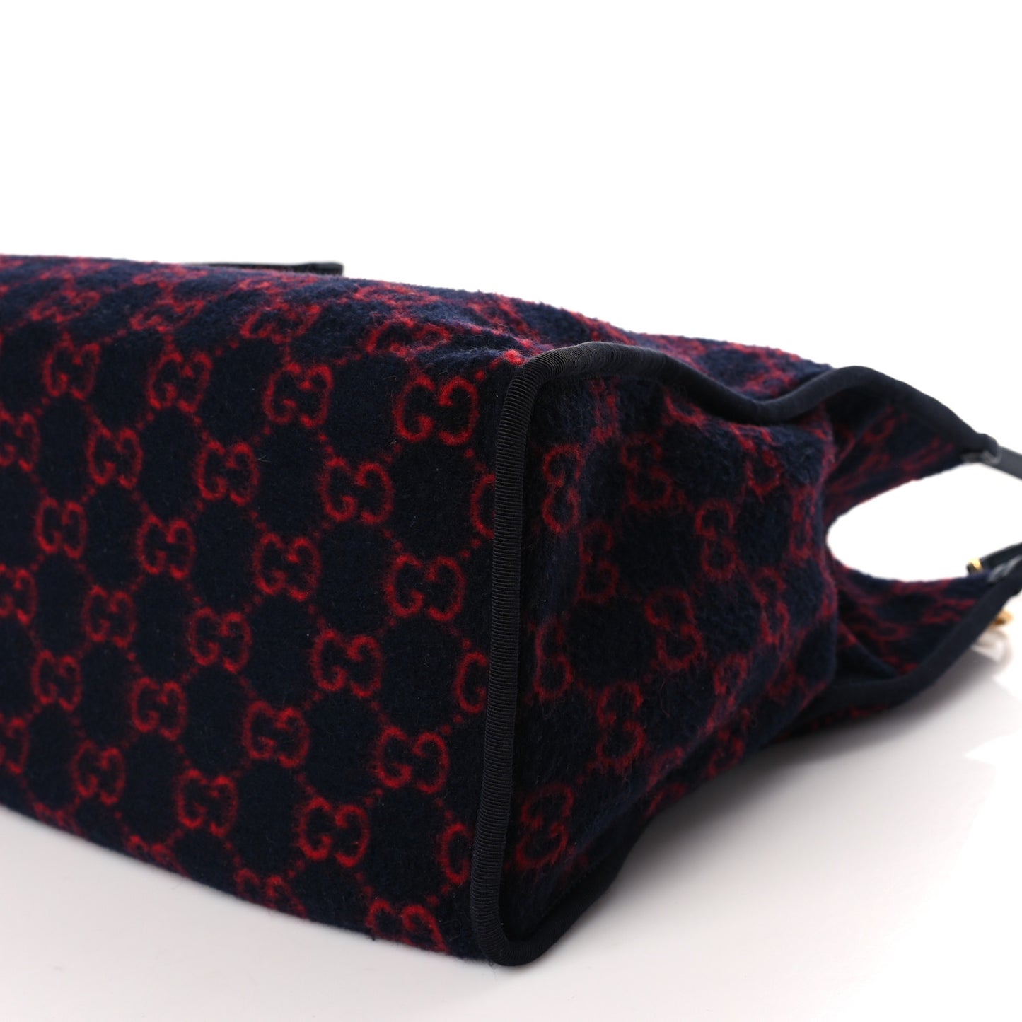 Covered Wool Textured Dollar Calfskin GG Monogram Large Tote Bag Blue Red