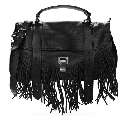 Proenza Schouler Lambskin Tiny Fringe Lux PS1 Satchel Black 1 of 10