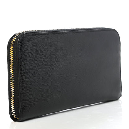 Prada Saffiano Triangle Zip Around Wallet Black 2 of 4