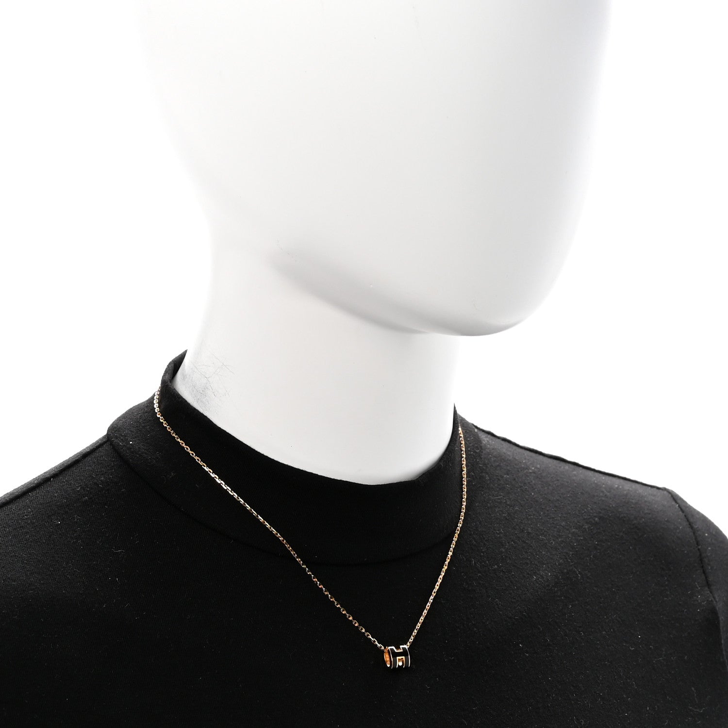 Hermes Lacquered Gold Mini Pop H Pendant Necklace Black 2 of 6