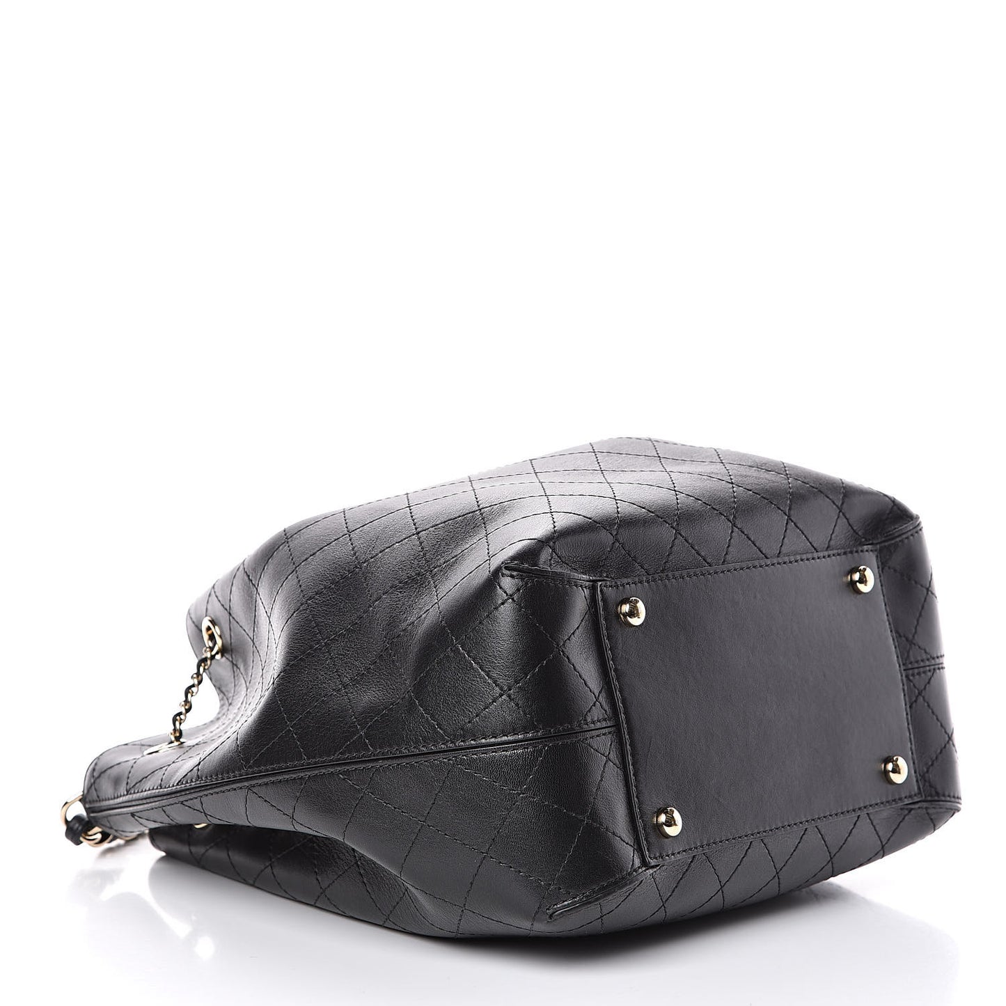 Calfskin Stitched Drawstring Bag Black