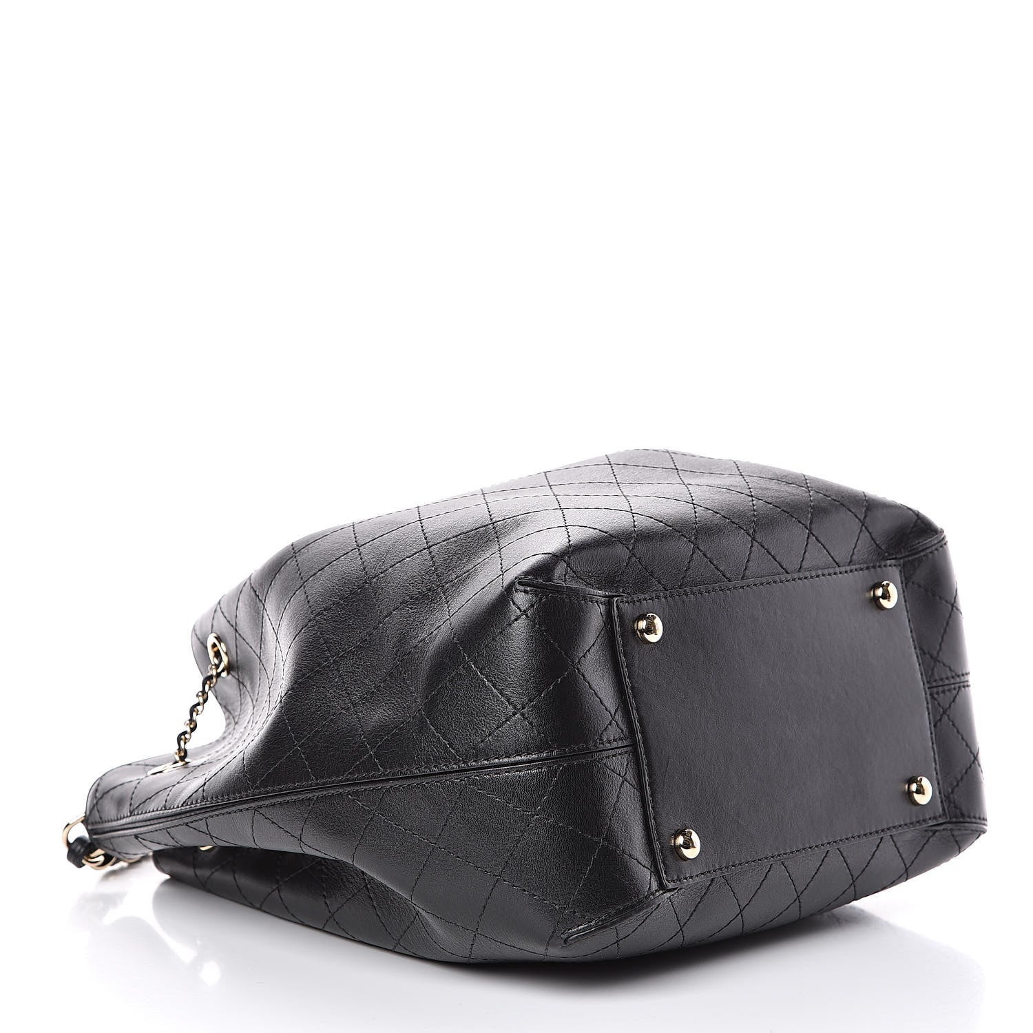 Chanel Calfskin Stitched Drawstring Bag Black 4 of 10