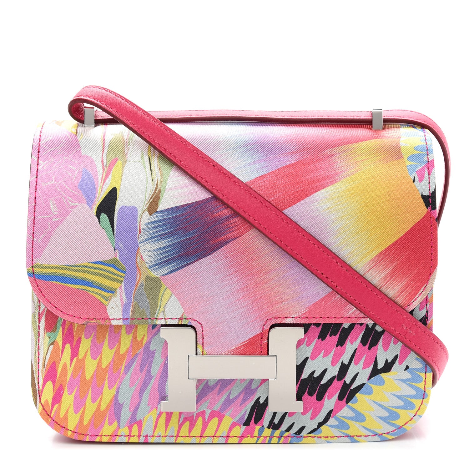 Hermes Swift Silk Marble Printed Constance 18 Rose Azalee Rose Mexico 1 of 9