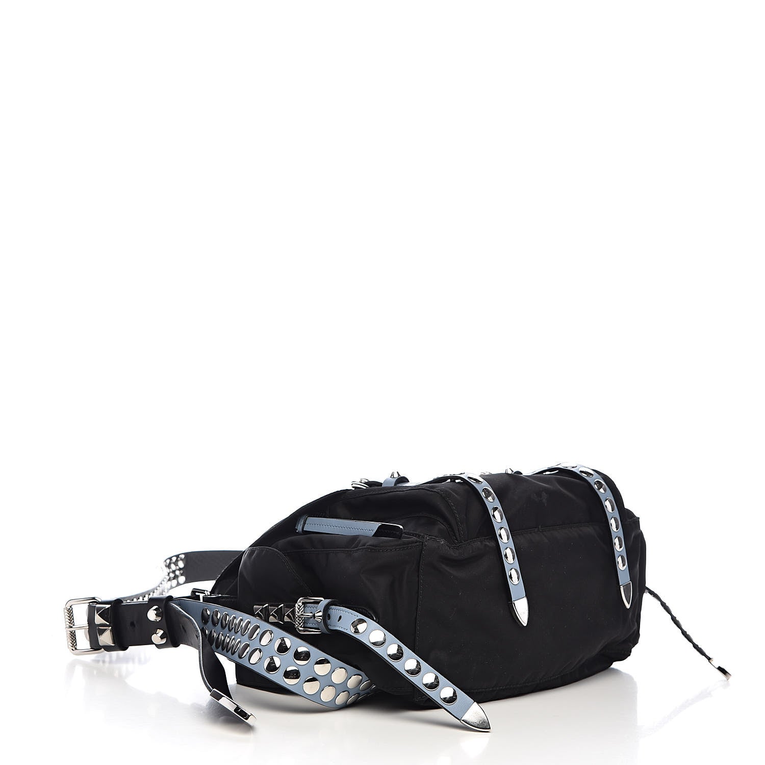 Prada Nylon New Vela Studded Messenger Black Astrale 4 of 11