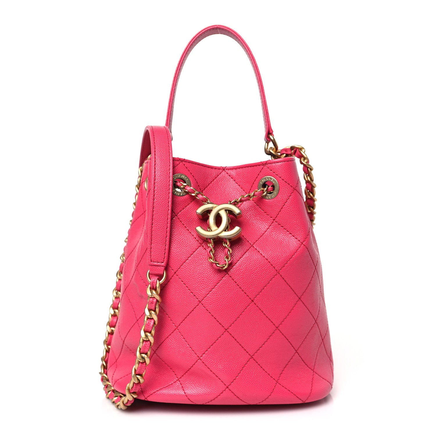Chanel Caviar Quilted Fashion Therapy Bucket Drawstring Bag Dark Pink 1 of 9