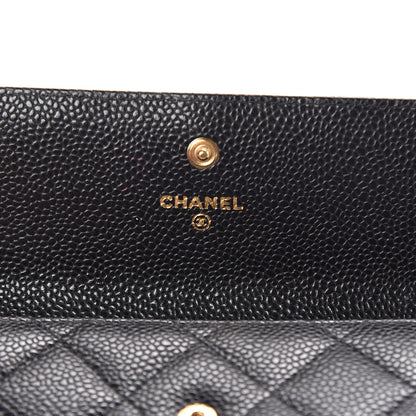 Chanel Caviar Quilted Large Gusset Flap Wallet Black 10 of 12