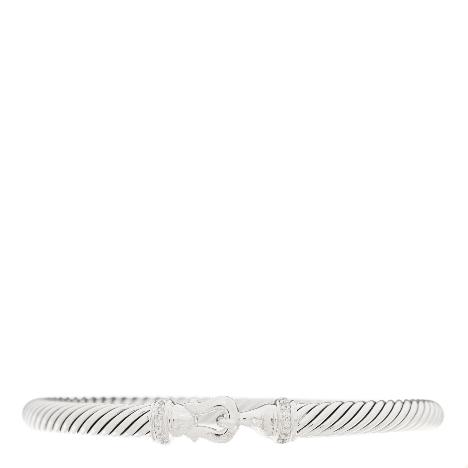 David Yurman Sterling Silver Diamond 5mm Cable Buckle Bracelet 1 of 4