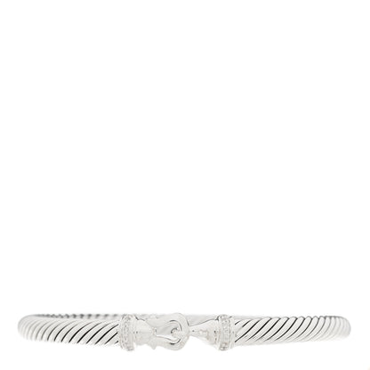 David Yurman Sterling Silver Diamond 5mm Cable Buckle Bracelet 1 of 4
