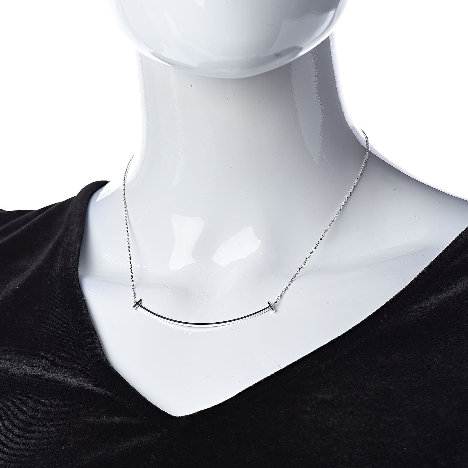 Tiffany Sterling Silver Large T Smile Pendant Necklace 2 of 6