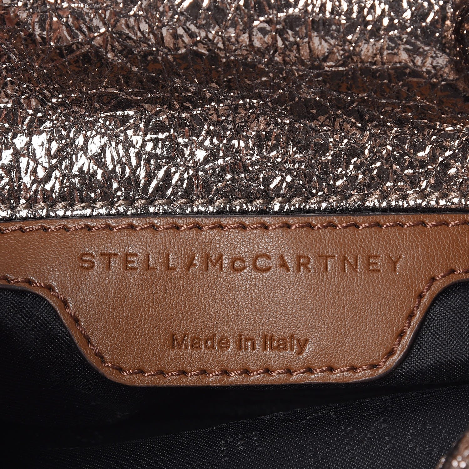 Stella McCartney Metallic Crackle Faux Leather Crossbody Bag Rose Gold 6 of 8