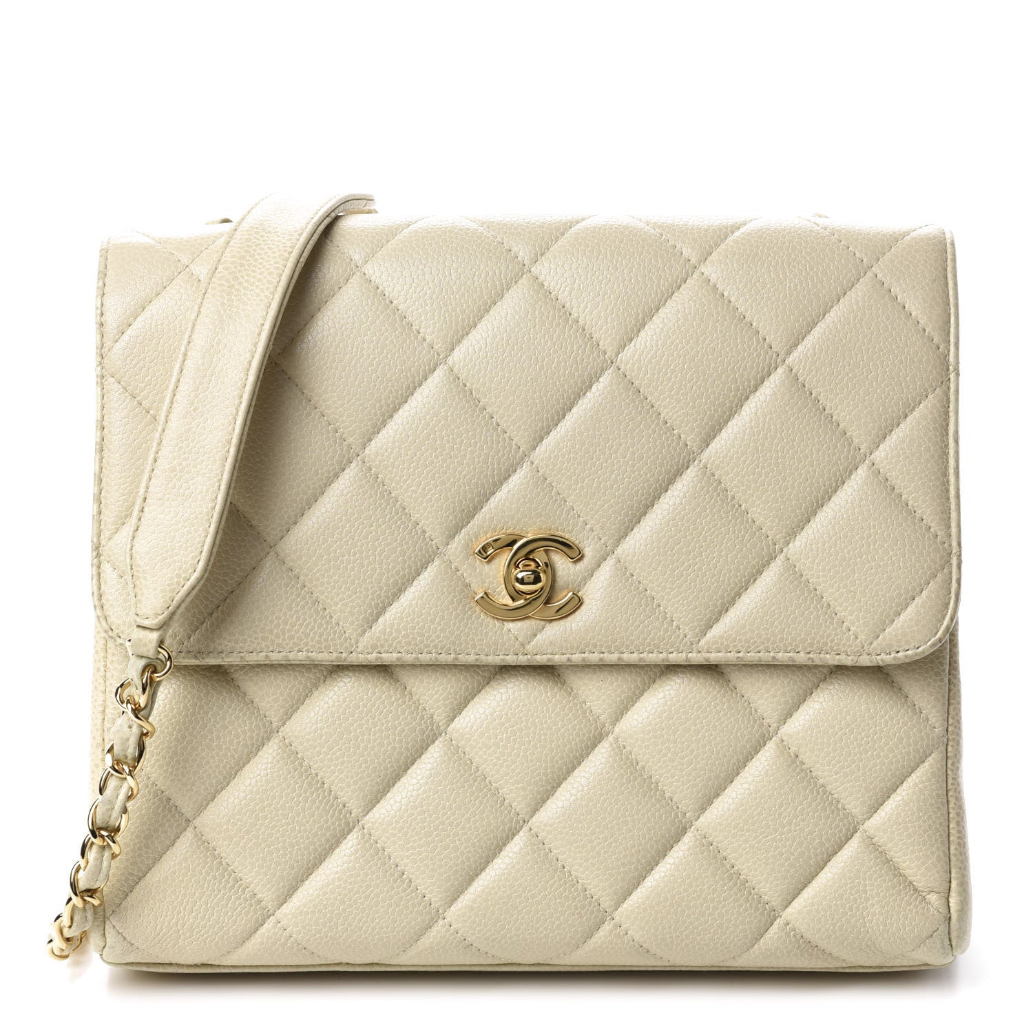 Chanel Caviar Quilted Medium Single Flap Ivory 1 of 14