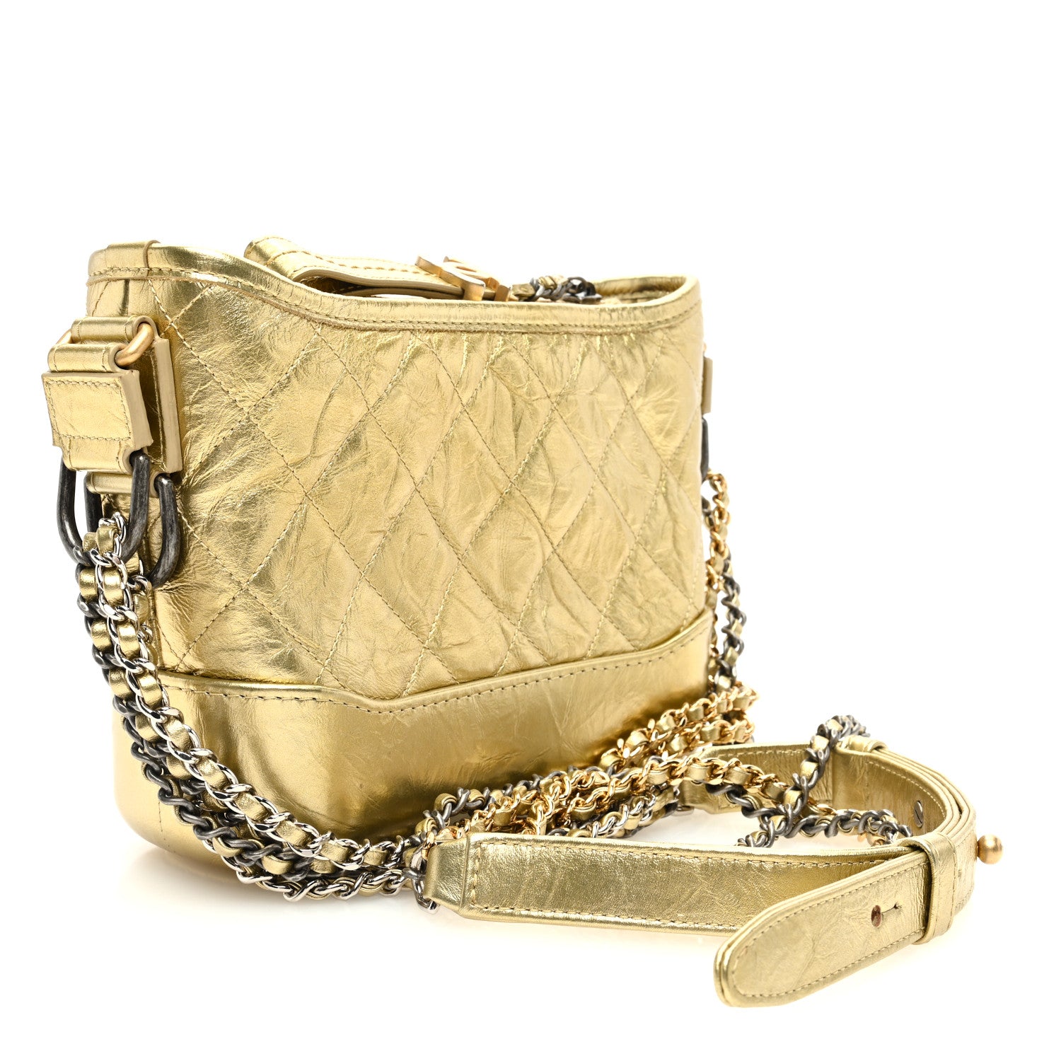 Chanel Metallic Aged Calfskin Quilted Small Gabrielle Hobo Gold 3 of 10