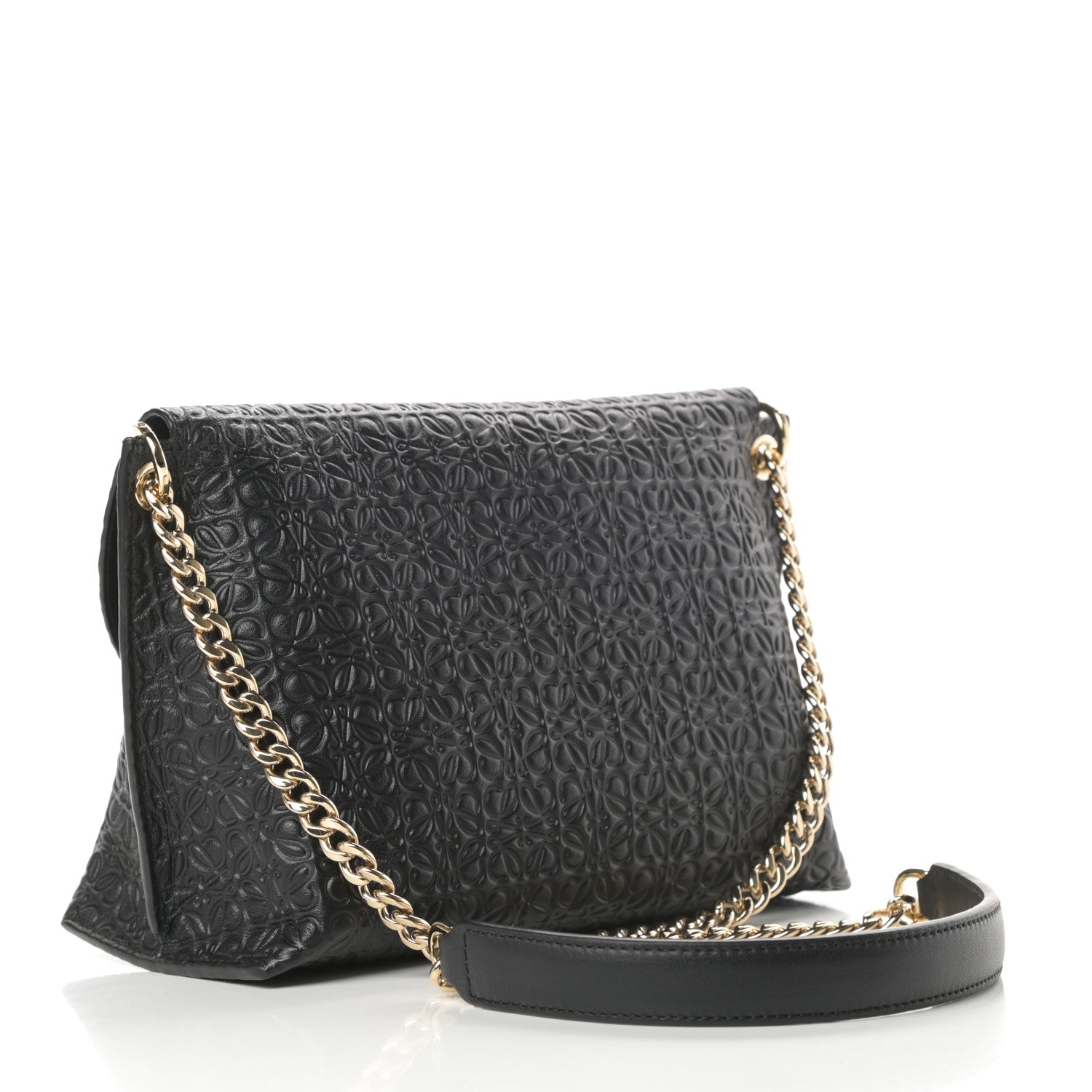 Loewe Goatskin Embossed Avenue Shoulder Bag Black 3 of 11