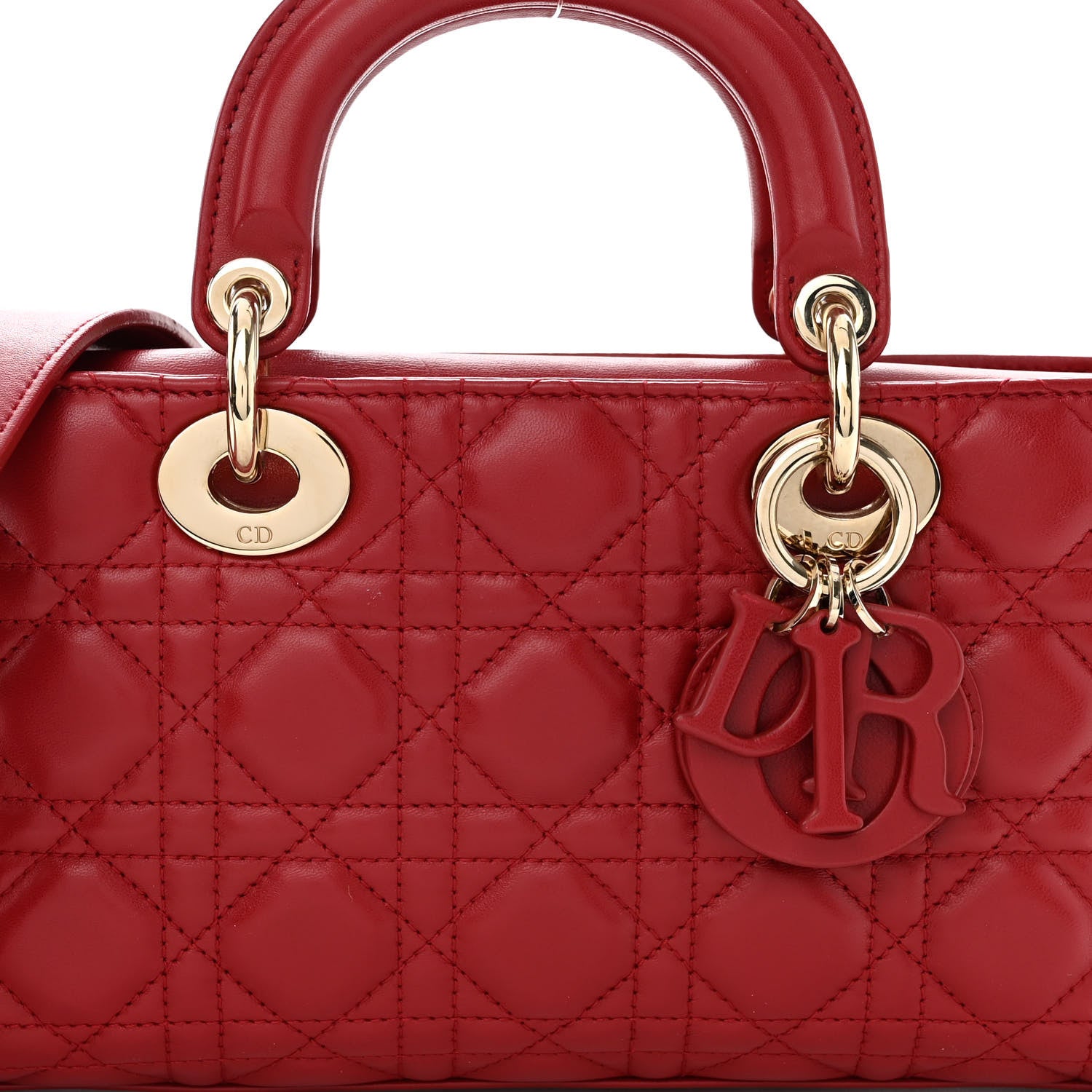 Christian Dior Lambskin Cannage Medium Lady D-Joy Red 7 of 11