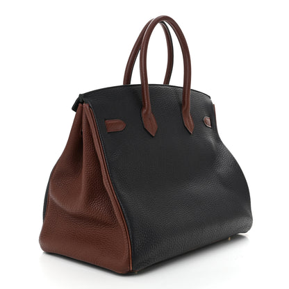 Hermes Togo Bi-Color Horseshoe Birkin 35 Bleu Nuit Rouge H 3 of 12