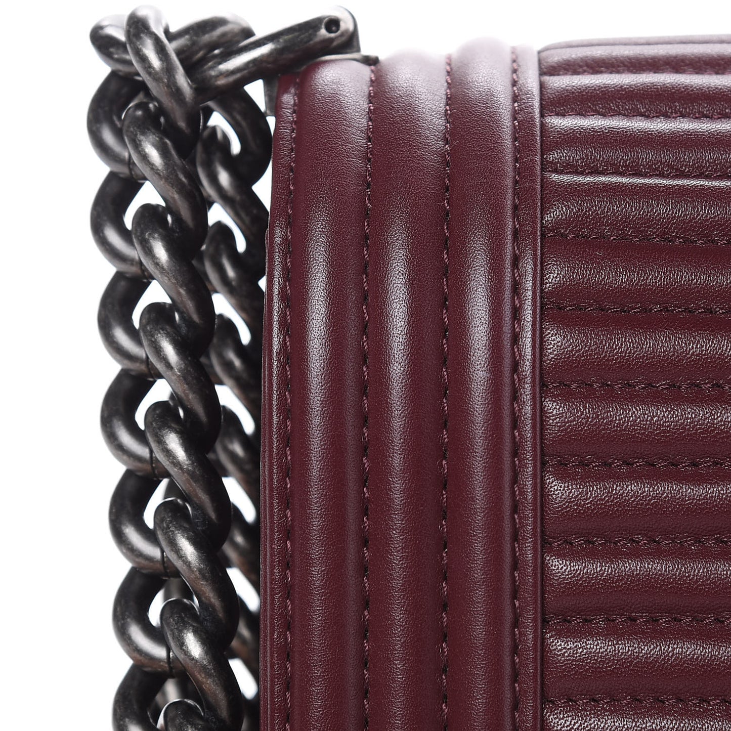 Calfskin Horizontal Quilted Medium Boy Flap Burgundy