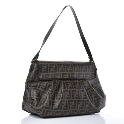 Fendi Zucca Spalmati Vitello Elite Tomorrow Shoulder Bag Tobacco Ebano 3 of 9