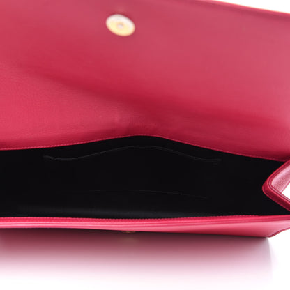 Saint Laurent Calfskin Monogram Large Belle De Jour Clutch Lipstick Fuchsia 5 of 11