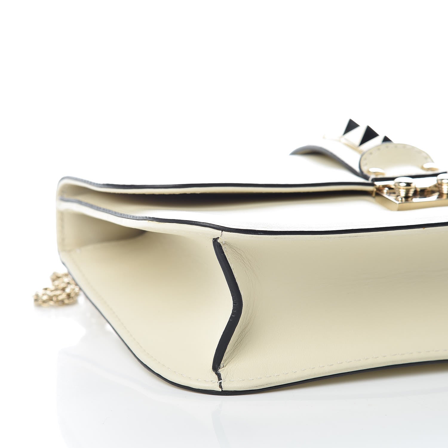 Valentino Garavani Vitello Medium Glam Lock Rockstud Flap Light Ivory 7 of 8