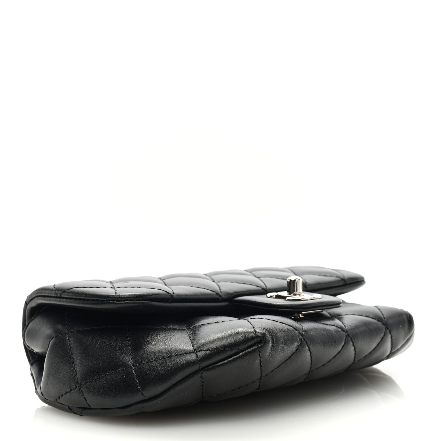 Calfskin Quilted CC Uniform Flap Belt Bag Black